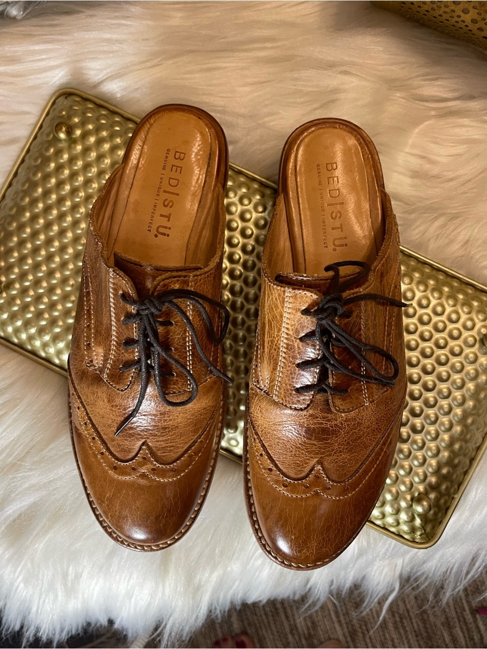Bed Stu Tan Brown Leather Wingtip Loafers - Picture 4 of 7